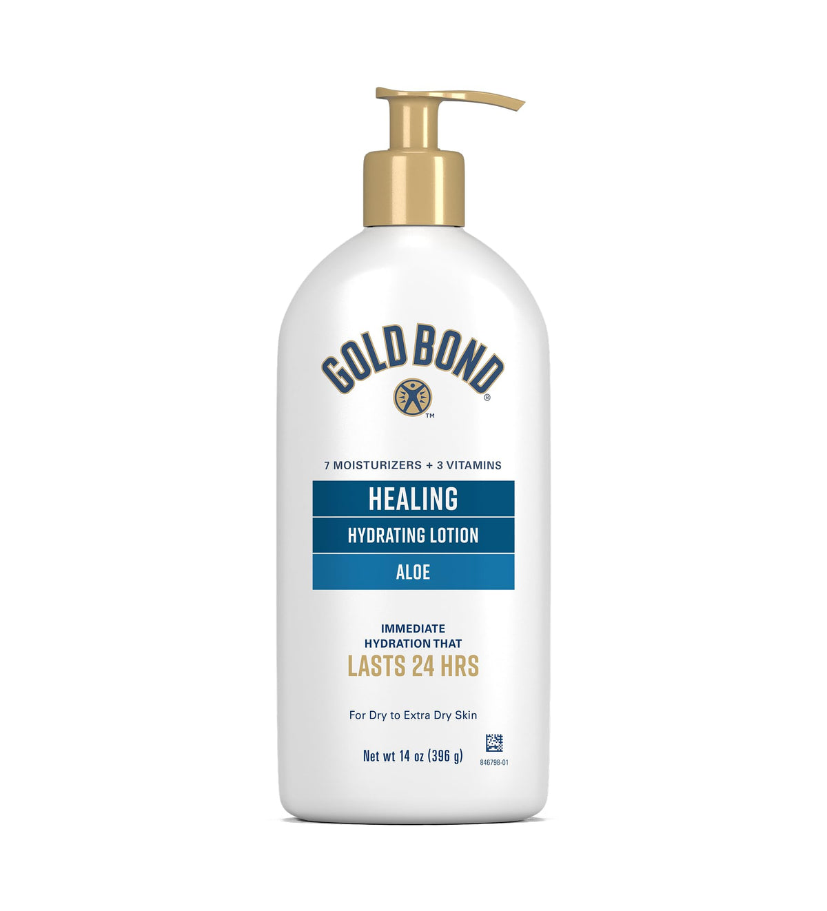 Gold Bond Healing Hydrating Body Lotion with Aloe, Moisturizer for Dry to Extra Dry Skin, 24-HR Hydration to Soothe & Comfort, Non-Greasy, Dermatologist-Tested, Light Scent, 24 Oz Family Size Pump